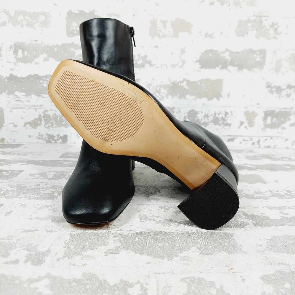 New NORDSTOM rack Naja Black Square Toe Flared Block Heel Bootie C340 - Picture 8 of 11
